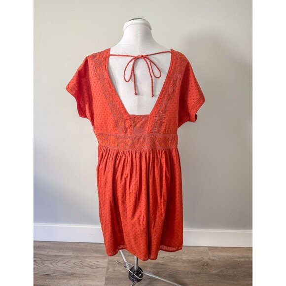 Shyanne Embroidered Boho Babydoll Summer Dress in Rust - Picture 8 of 12